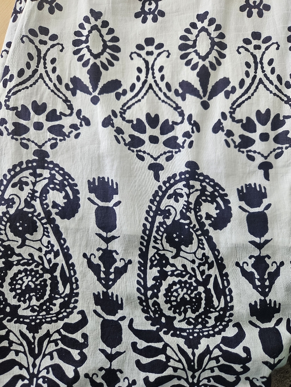 Mlle Gabrielle Blue White Boho Midi Dress Coastal Grandma Resort 3/4 Sleeve LG - Picture 6 of 12